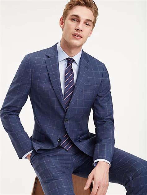 traje azul de cuadros tommy hilfiger